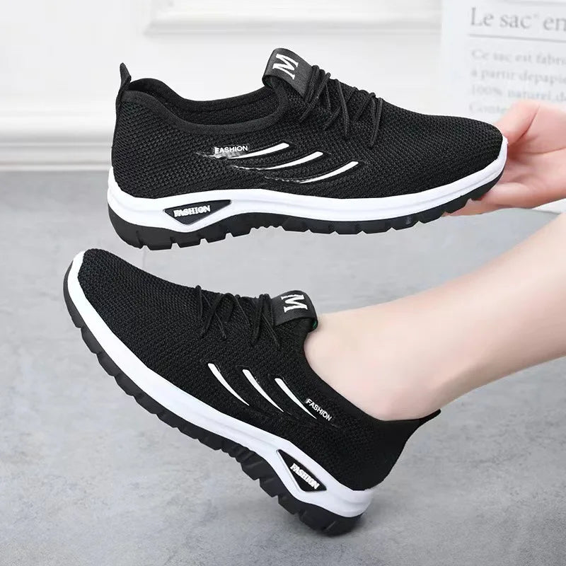 Women Mesh Breathable Casual Sneakers Lace-up Vulcanized Shoes Ladies Platform Sneakers Female Shoes Plus Size Zapatos De Mujer