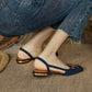 Retro Women Sandals Fashion Low-heeled Shoes Slingback Suede Office Ladies Shoes High Quality Elegant Slip on Woman Flat Sandals