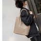 Genuine Leather Commuter Tote Bag Simple Ladies Soft Cowhide Tote Shoulder Handbag Large Capacity Women Bucket Bag 2025 New