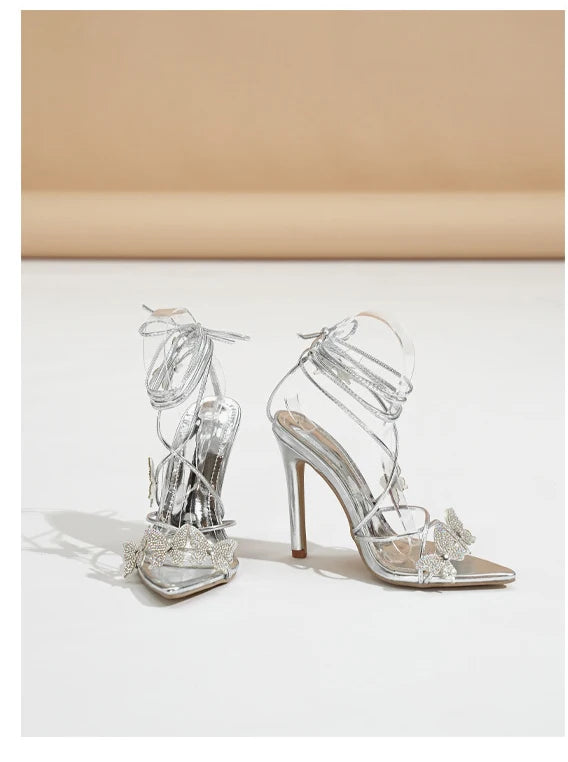 High Heels Shoes For Women Summer 2025 New Bow Tie Strap French sandals