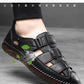 Leather Sandals Baotou 2025 Summer New Genuine Leather Breathable Hollow Porous Shoes Men's Tendon Soft Bottom Middle-Aged Dad S