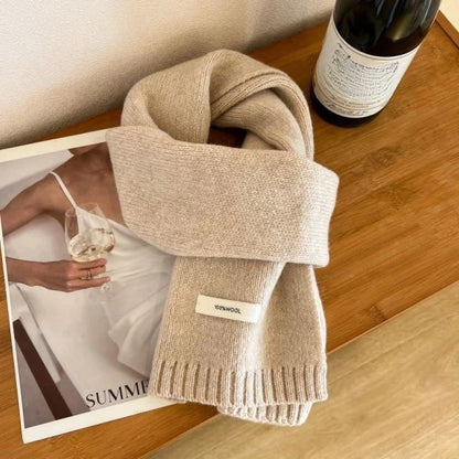 Winter Wool Scarf for Women | Solid Color Cashmere Knitted Muffler | Korean Style | EnigmaParis