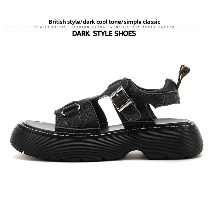 Men's Fashionable Genuine Leather Sandals 2023 Summer New Style Casual Sports Shoes Soft Bottom Anti-Slip Slippers