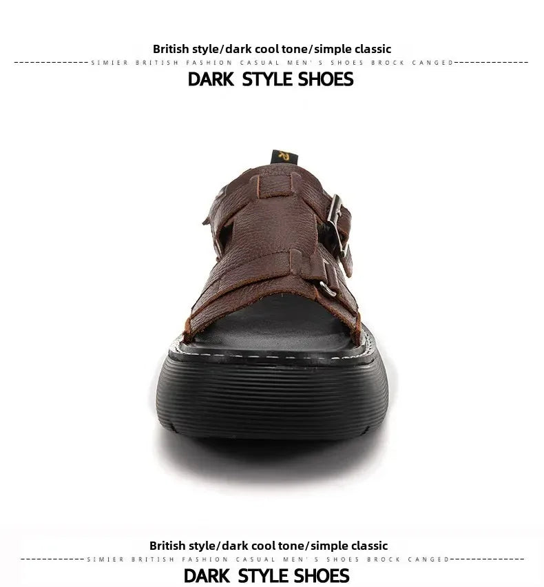 Men's Fashionable Genuine Leather Sandals 2023 Summer New Style Casual Sports Shoes Soft Bottom Anti-Slip Slippers