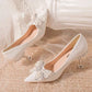 Pumps with Bow on Heeled Wedding Bride Shoe High Heels Shoes for Women Pointed Toe Woman PumpsLoafers Stilito Beau Today Lastest