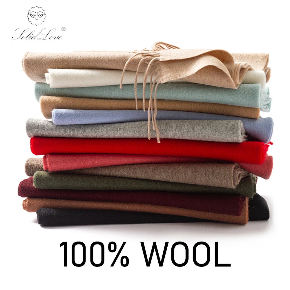 Solidlove 100% Wool Winter Scarf | Women's Fashion Cashmere Poncho Wrap | Elegant Scarves for Ladies | EnigmaParis