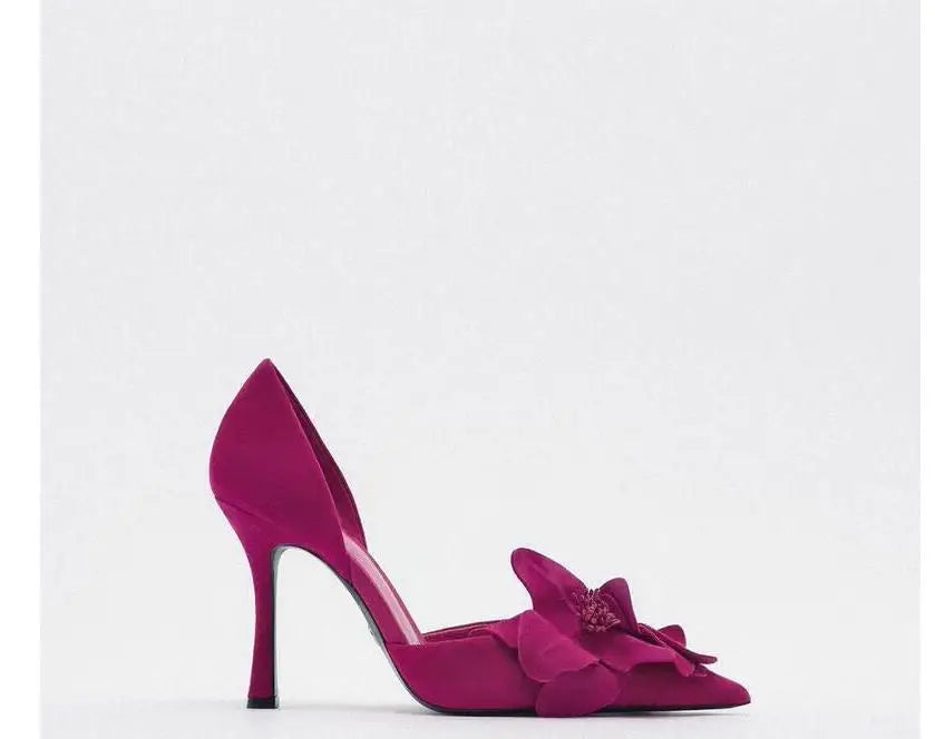 Ladies Solid Red Flowers Lace Up Unique Sexy Sandals Cross Tied Stiletto Heel Party 2023 New Arrival Summer Woman Shoes
