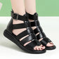 2024 New Women's Tennis Boots Flat Bottom Low Heel Hollow Cool Boots Summer Open Toe Genuine Leather Sandals Flat Shoes