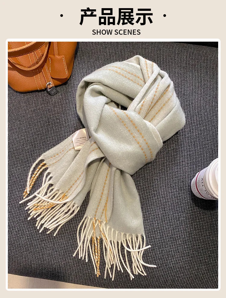 High-Quality 100% Wool Scarf | Women's Classic Soft Cashmere Muffler | EnigmaParis