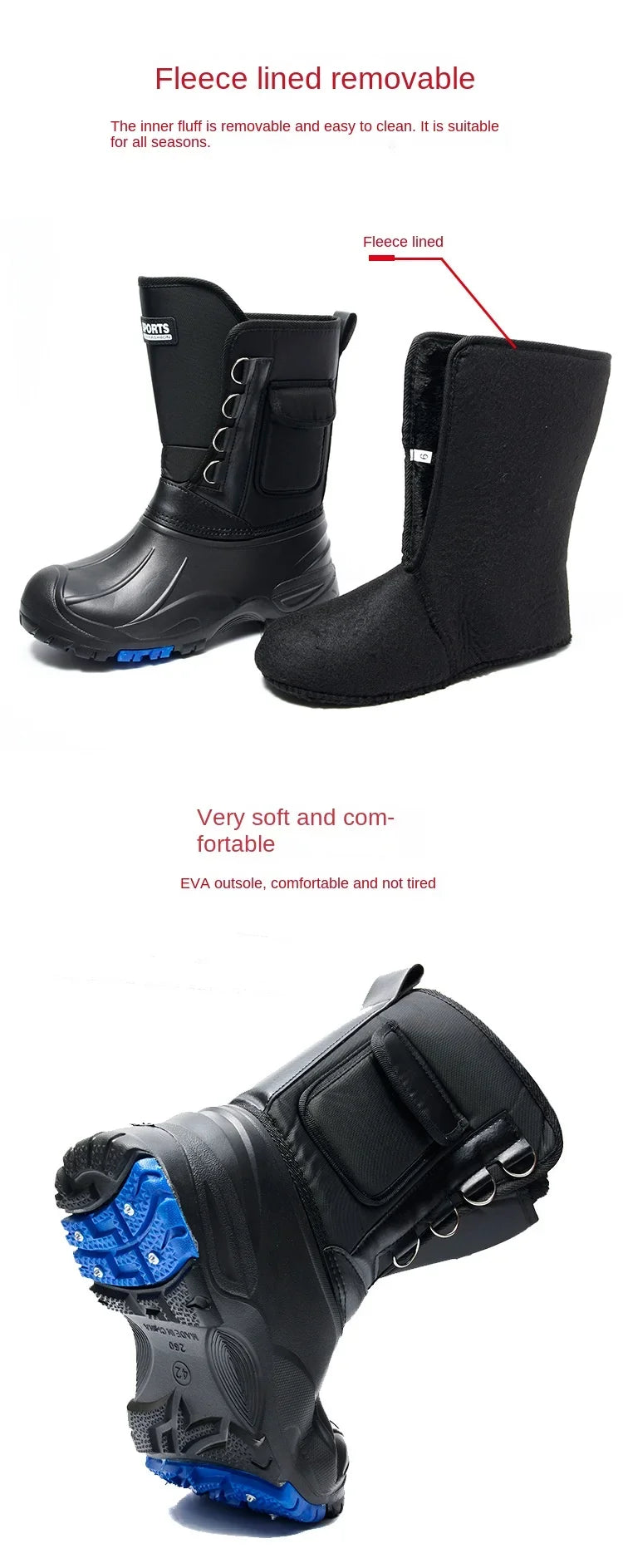 Winter Men's Outdoor Boots Warm Waterproof Snow Boots for Men Fishing Men's Non-slip Hiking Boots Male Sneakers Work