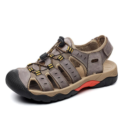 New Men's Sandals Soft Genuine Leather Sandals Shoes Men Large Size Outdoor Summer Shoes Comfort Beach Sandals Roman Men Shoes