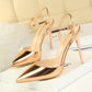 86-1 Style Simple Slim Ultra High Heel Shallow Painted Leather Sexy Nightclub Slimming One-word Strap Women Cool Shoes
