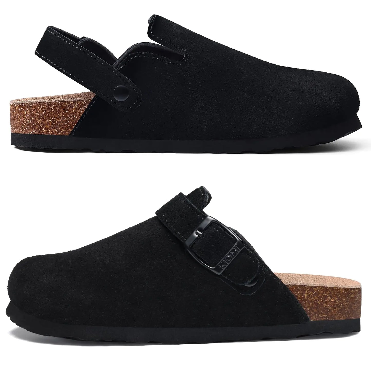 Crestar Women's Suede Clogs with Adjustable Strap Fashion Cork Footbed Genuine Leather Mules Outdoof New Slip on Potato Shoes