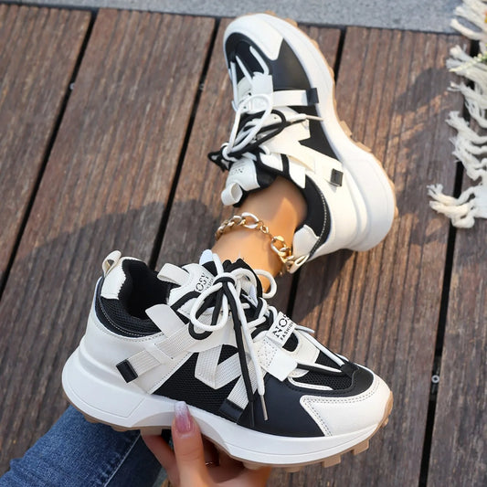 New Women Sneakers Mesh Breathable Platform Sneakers Women Casual Lace Up Outdoor Women Shoes Low Top Sneakers Zapatos De Mujer
