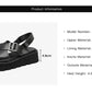 BEAUTODAY Platform Sandals Women Polished Cow Leather Open Toe Cross-tied Solid Metal Strap Summer Ladies Shoes Handmade 38250