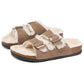 Men Women Plush Fur Slippers with Double Buckle Cork Sandals Winter Supper Warm Home Shoes Barefoot Comfort Footbed Sales