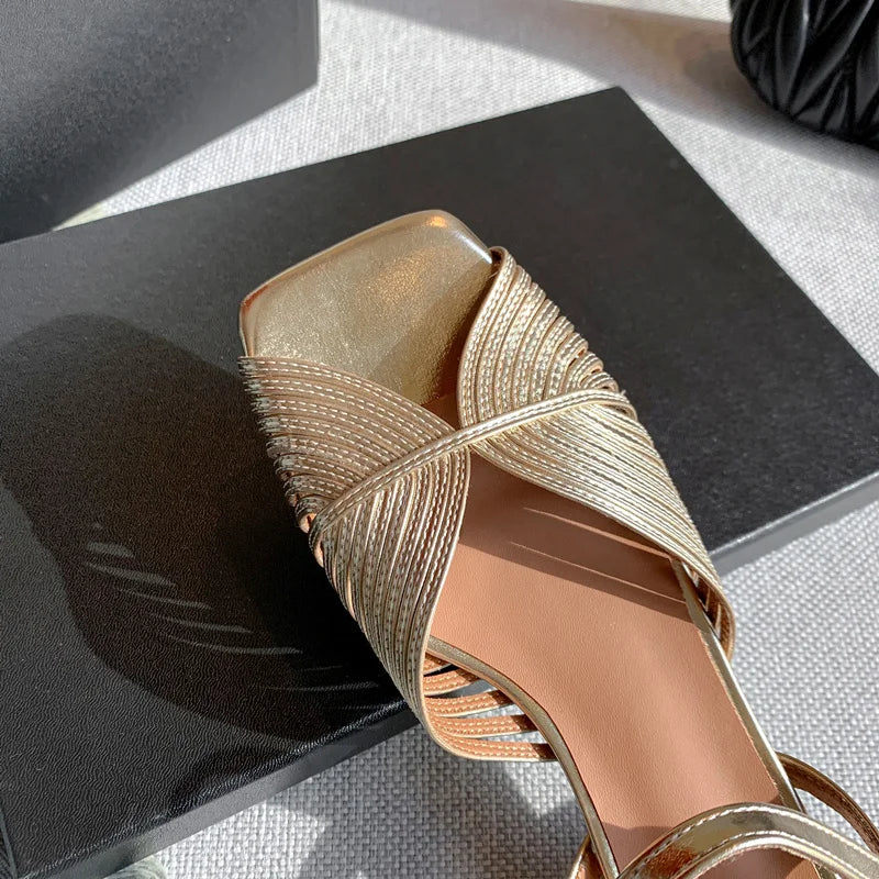 FEDONAS Summer Mixed Colors Women Sandals Ankle Strap Elegant Shoes Woman Genuine Leather Thick Heels Fashion Party Office Lady