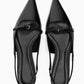 New Bling Women Sandal Fashion Pointed Toe Shallow Slip on Ladies Elegant Slingback Shoes Med Heel Flat Shoes Luxury Brand