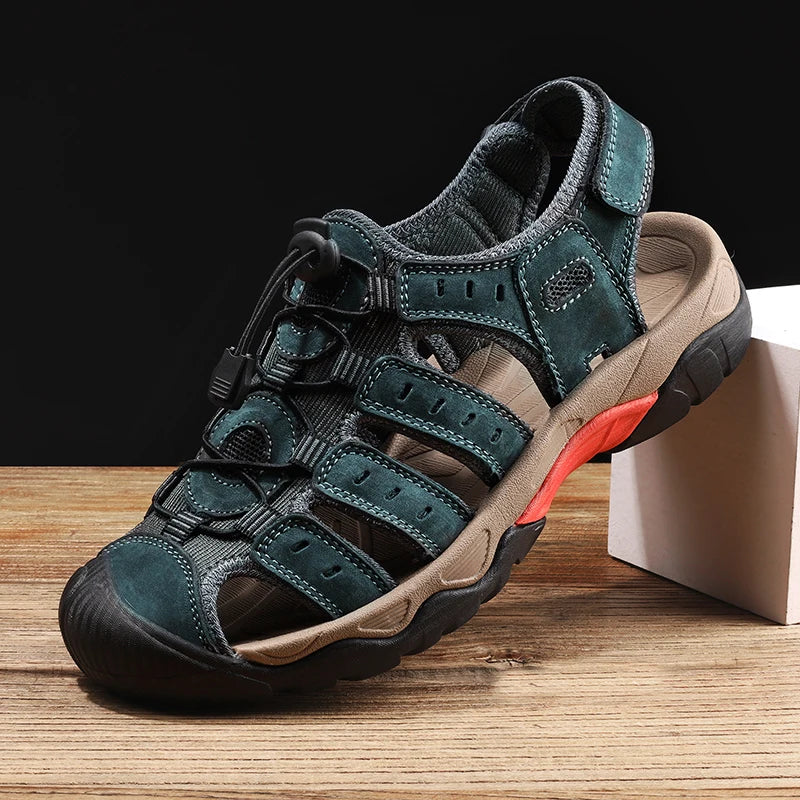 New Men's Sandals Soft Genuine Leather Sandals Shoes Men Large Size Outdoor Summer Shoes Comfort Beach Sandals Roman Men Shoes