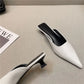 Woman Slippers Pointed Toe Outside Job Sandals Slides Mules Low Heel White Shoes for Women with Comfortable Luxury Korea Style