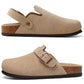 Crestar Women's Suede Clogs with Adjustable Strap Fashion Cork Footbed Genuine Leather Mules Outdoof New Slip on Potato Shoes