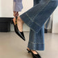 Summer Pointed Toe Women Sandals Fashion Singbacks Mules Shoes Ladies Elegant Low Heel Stripper Party Sandalias