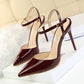 86-1 Style Simple Slim Ultra High Heel Shallow Painted Leather Sexy Nightclub Slimming One-word Strap Women Cool Shoes