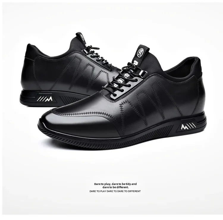 Invisible Height Increasing Leather Shoes