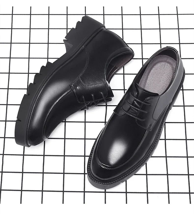 8-10cm Height Increasing Shoes for Men Summer Autumn Inside High Shoes Men's Hollow Business Dress Men's Elevator Leather Shoes