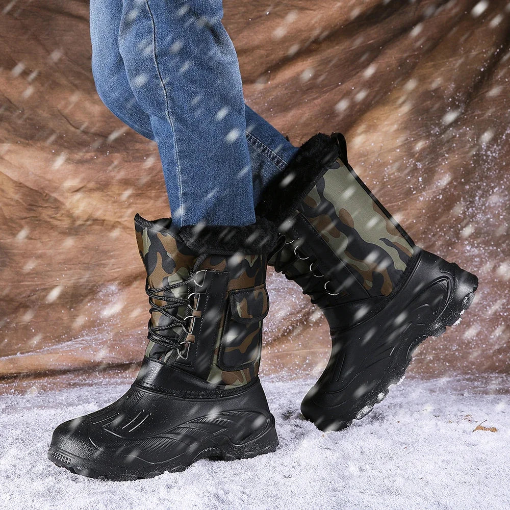 Winter Men's Outdoor Boots Warm Waterproof Snow Boots for Men Fishing Men's Non-slip Hiking Boots Male Sneakers Work