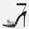Liyke 2025 New Arrival Silver Crystal Narrow Band Women's Sandals Summer Party Wedding Prom Shoes Platform Open Toe High Heels
