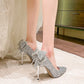 Bling Sequins Wedding Shoes for Women Bride 2025 Elegant Pointed Toe Thin Heels Pumps Woman Silver Crystal High Heels for Ladies