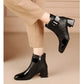 2024 High Quality Ladies Shoes Side Zipper Women's Boots Fashion Color Matching Modern Boots Women New Belt Buckle Ankle Boots