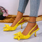 Summer Bow Wrapped Stiletto Sandals Women's Fashion Pointed Toe Shallow Mouth Slip Foot Anti-Slip Wear-Resistant High Heels