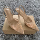 Luxury Brand High Heels Women Sandals Mesh Embroider Elegant Pointed  Evening Party Wedding Bridal Dress Shoes