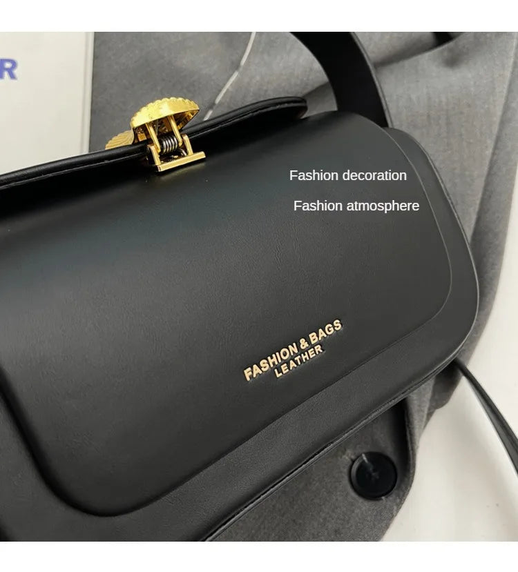 Classic Black Shoulder Bag Women's Versatile Retro Crossbody Square Bags 2024 New Large Capacity Textured Leather Flap Handbags