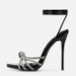 Liyke 2025 New Arrival Silver Crystal Narrow Band Women's Sandals Summer Party Wedding Prom Shoes Platform Open Toe High Heels