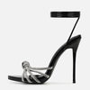 Liyke 2025 New Arrival Silver Crystal Narrow Band Women's Sandals Summer Party Wedding Prom Shoes Platform Open Toe High Heels