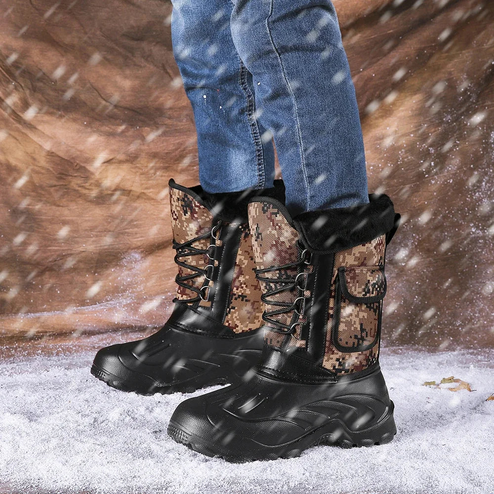 Winter Men's Outdoor Boots Warm Waterproof Snow Boots for Men Fishing Men's Non-slip Hiking Boots Male Sneakers Work