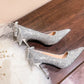 Bling Sequins Wedding Shoes for Women Bride 2025 Elegant Pointed Toe Thin Heels Pumps Woman Silver Crystal High Heels for Ladies