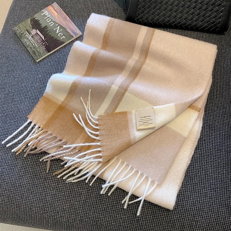 High-Quality 100% Wool Scarf | Women's Classic Soft Cashmere Muffler | EnigmaParis