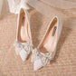 Pumps with Bow on Heeled Wedding Bride Shoe High Heels Shoes for Women Pointed Toe Woman PumpsLoafers Stilito Beau Today Lastest