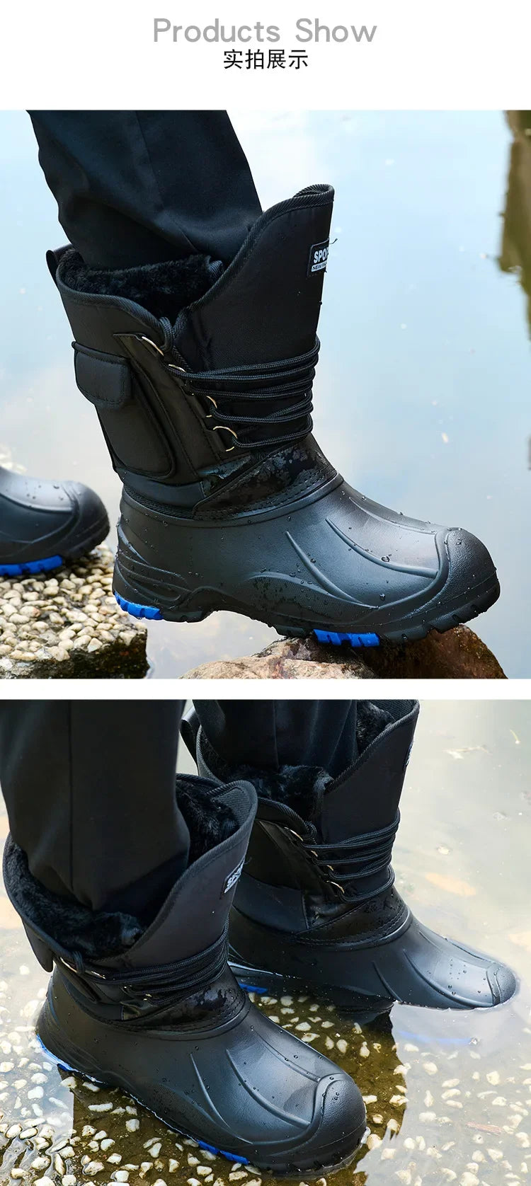 Winter Men's Outdoor Boots Warm Waterproof Snow Boots for Men Fishing Men's Non-slip Hiking Boots Male Sneakers Work