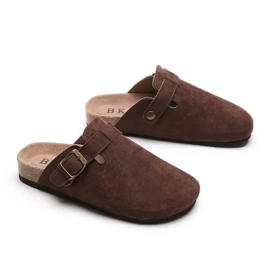 2023 New Concise Retro Outside Flat with Women's Slippers Mules Modern Sandals Buckle Shoes Strap Autumn Winter