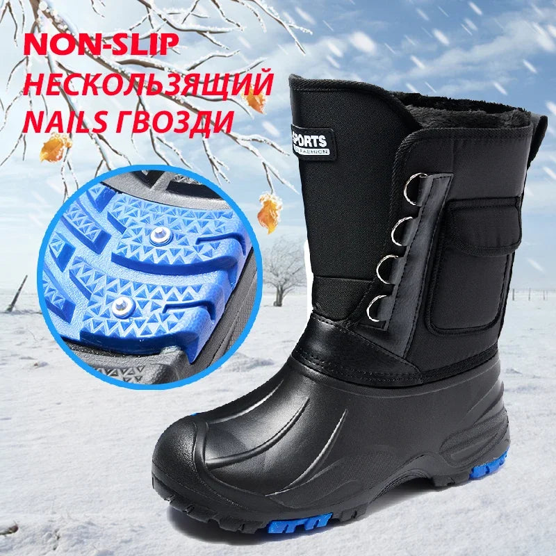Winter Men's Outdoor Boots Warm Waterproof Snow Boots for Men Fishing Men's Non-slip Hiking Boots Male Sneakers Work