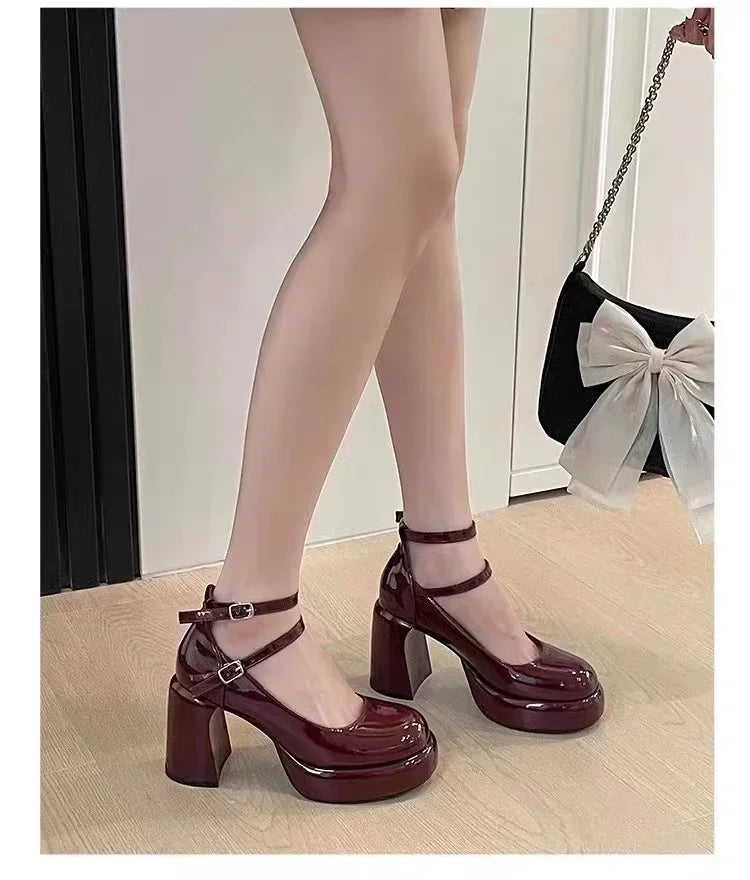 New Women Pumps Shoes Fashion Cross Strap Ladies Shallow Dress Mary Jane Shoes Female Elegant High Heel Footwear Platform Heels