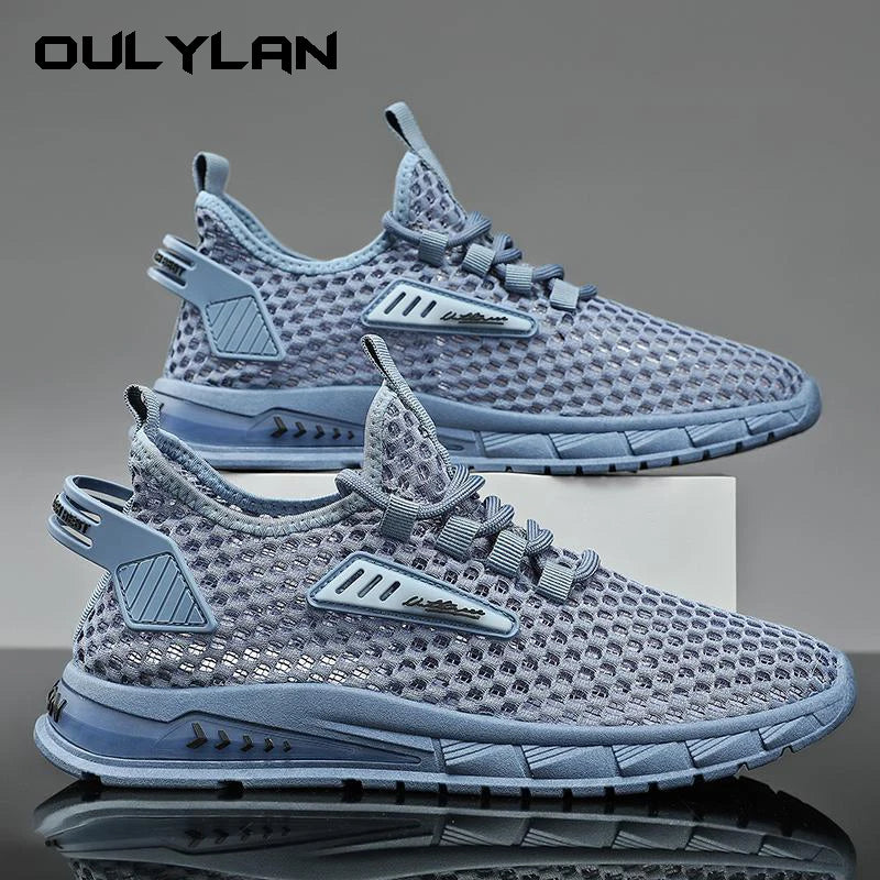 Men's Shoes Summer Hollow Mesh Breathable Shoes Men Casual Sports Running Sneakers Fashion Comfortable Mens Beach Shoes