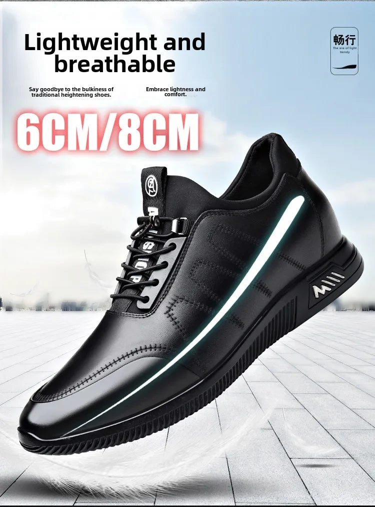 Invisible Height Increasing Leather Shoes