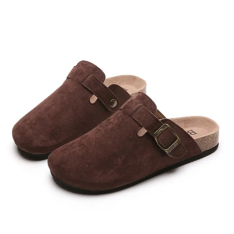 2023 New Concise Retro Outside Flat with Women's Slippers Mules Modern Sandals Buckle Shoes Strap Autumn Winter