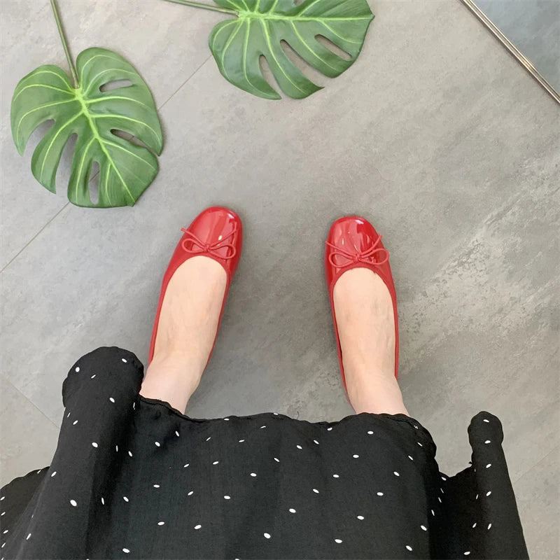 Women Flat Heel Outdoor Casual Mary Jane Red New  Flat Shoes Fashion Shallow Slip On Ladies Elegant Ballerinas Soft Shoes